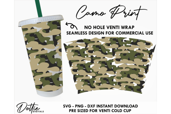 Camouflage Cold Cup No Hole SVG for Tumbler Wraps