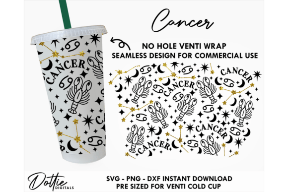 Cancer Star Cold Cup No Hole SVG 24oz