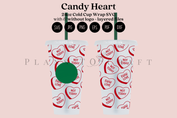 Candy Heart Valentine 24oz Wrap: Graphics & Tumbler Wraps