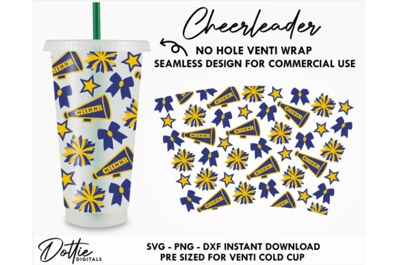 Cheerleading Cold Cup Graphics Tumbler Wrap SVG