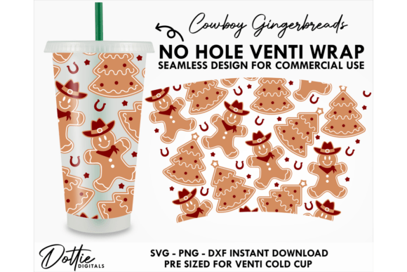 Cowboy Xmas Cold Cup No Hole SVG 24oz: Graphics & Tumbler Wraps