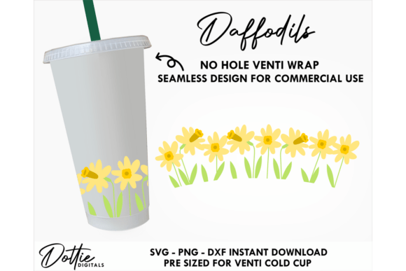 Daffodil Cold Cup Graphic: Tumbler Wraps for Local Brands