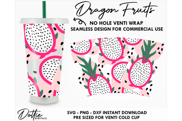 Dragon Fruit Cold Cup Wrap: Graphics & Tumbler Wraps
