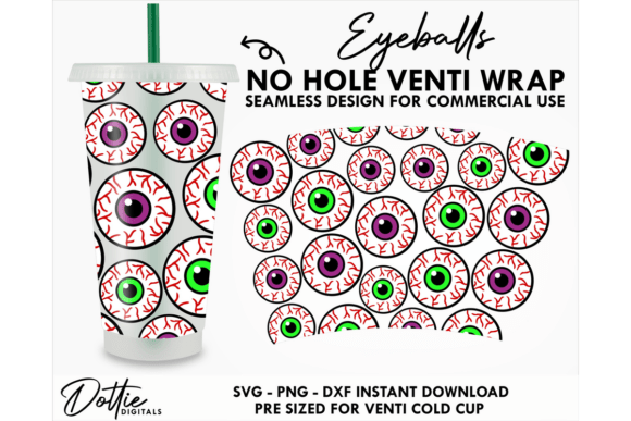 Eyeballs Cold Cup No Hole SVG Graphics For Tumbler Wraps