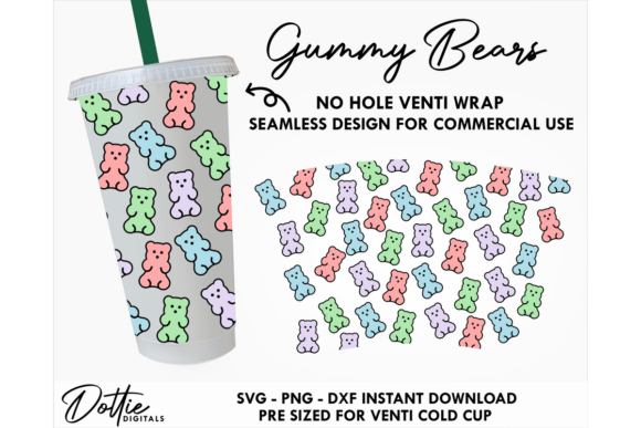 Gummy Bear Cold Cup SVG 24oz Tumbler Wraps Graphics