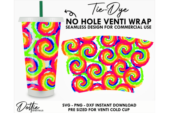 Hippy TieDye Cold Cup SVG: Graphics & Tumbler Wraps
