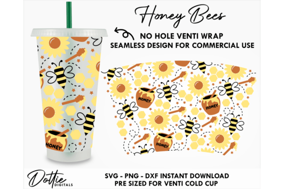 Honey Bees Cold Cup No Hole SVG – A Designer's Review
