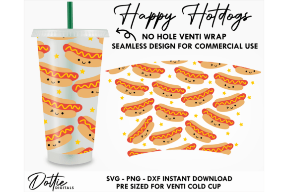 Hot Dogs Cold Cup No Hole SVG 24oz: Tumbler Graphics