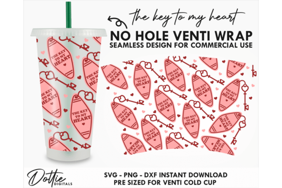 Key to My HeartCold Cup No Hole SVG: Tumbler Wrap Graphics