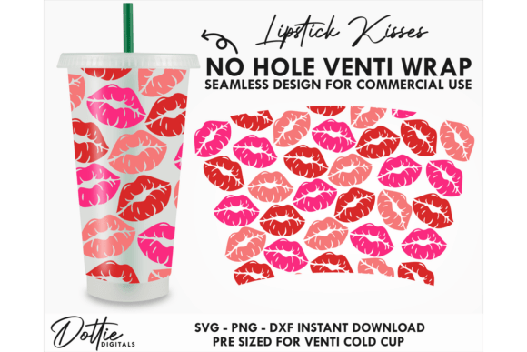 Kiss Lipstick Cold Cup SVG 24oz Graphics Tumbler Wraps
