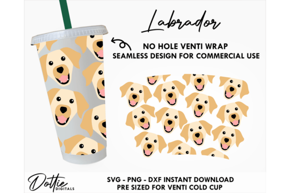 Labrador Dog Cold Cup SVG for Tumbler Wraps Graphics