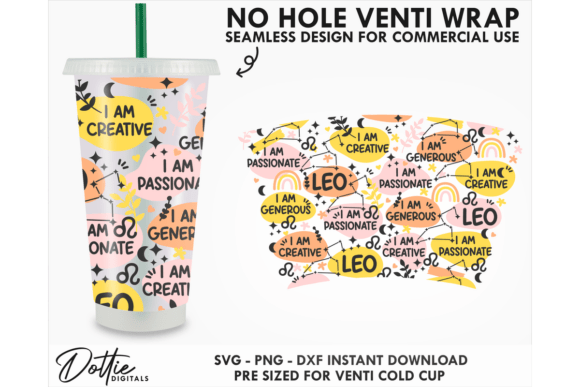 Leo Cold Cup SVG: Tumbler Wraps Graphics
