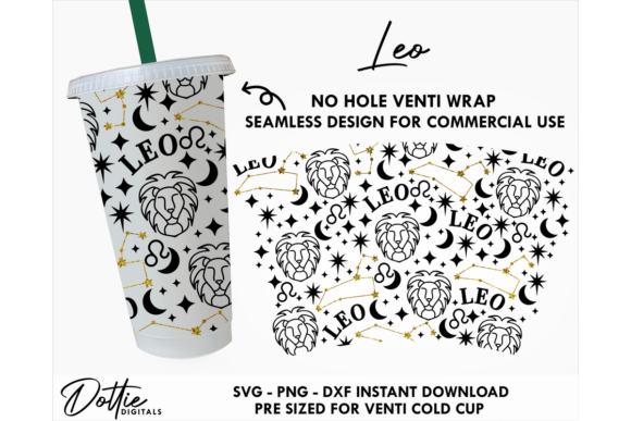 Leo Star Sign Cold Cup SVG for Tumbler Wraps