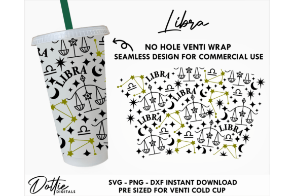 Libra Zodiac Cold Cup No Hole SVG 24oz Graphics