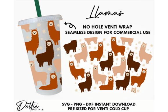Llama Alpaca Cold Cup SVG: Tumbler Wraps & Graphics
