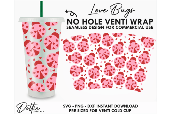Love Bugs Cup Wrap Design for Embroidery Projects