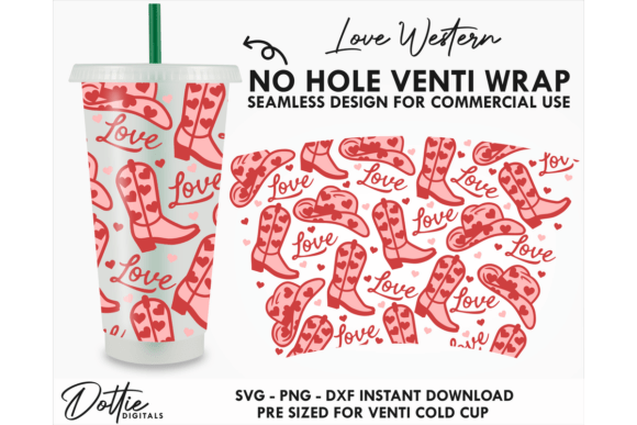 Love Cowboy Cold Cup SVG: Graphics & Tumbler Wraps for Publishers