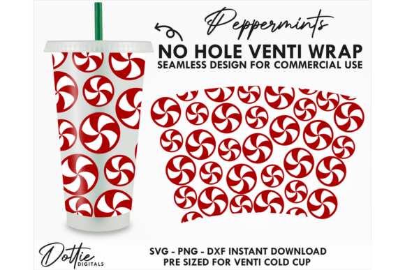 Peppermints Cold Cup No Hole SVG 24oz Tumbler Wrap Graphics Review