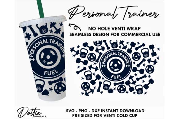 Personal TraineCold Cup No Hole SVG 24oz: Tumbler Wraps & Graphics