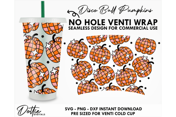 Pumpkins Cold Cup No Hole SVG 24oz Graphics Tumbler Wraps