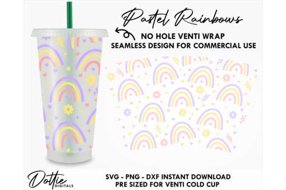 Rainbows No Hole SVG Tumbler Wrap Graphics
