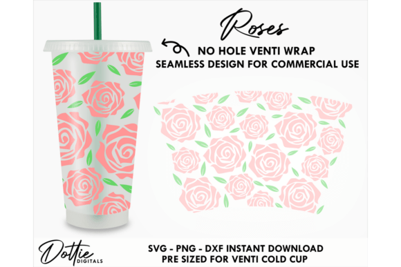 Rose Flowers Cold Cup SVG for Tumbler Wraps Graphics