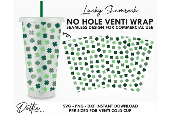 Shamrocks Cold Cup 24oz: Tumbler Wrap SVG Graphics