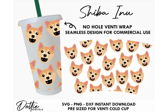 Shiba Inu Dog Cold Cup SVG for Tumbler Wraps and Graphics