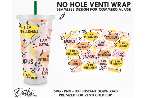 Taurus Cold Cup No Hole SVG 24oz Graphics for Tumbler Wraps