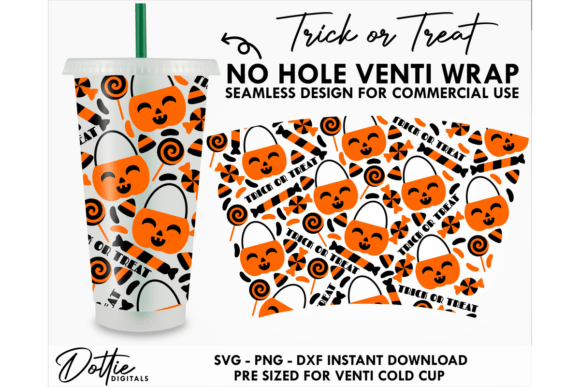 Trick or Treat Cold Cup SVG: Tumbler Wraps Graphics