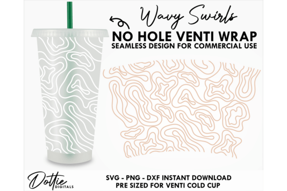 Wavy Swirls Cold Cup 24oz SVG: Graphics & Tumbler Wraps