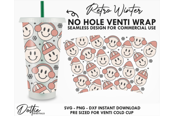 Winter Faces Cold Cup No Hole SVG 24oz Graphics Tumbler Wraps