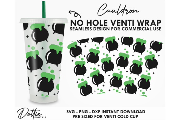 Witch Cauldron Cold Cup SVG: Tumbler Wraps Graphics