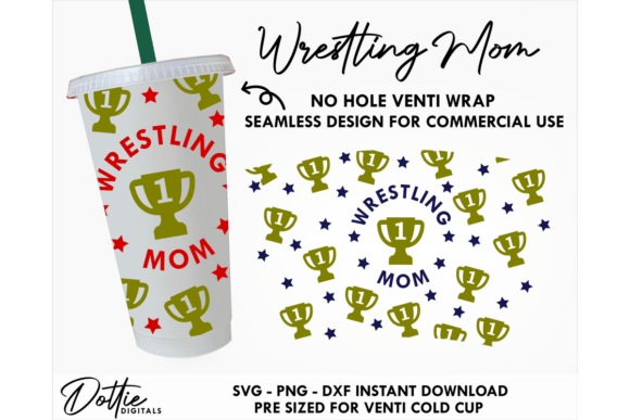Wrestling Mom Cold Cup SVG: Tumbler Wrap Graphics