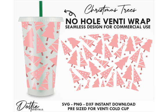 Xmas Trees Cold Cup SVG: Graphics & Tumbler Wraps
