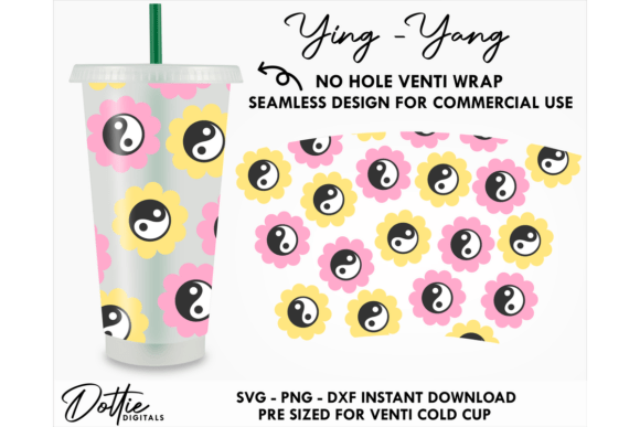 Ying Yang Cold Cup SVG Graphics for Tumbler Wraps